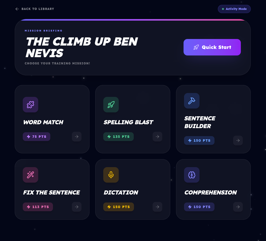 Story Mission Activities - Gamified Reading Comprehension for KS2/KS3 Pupils